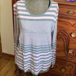 Pink/grey striped long sleeve T-shirt